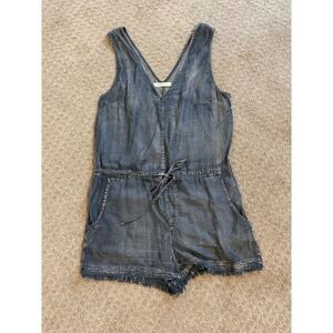 Mustard Seed Denim Tank Top Tie Waist Romper M
